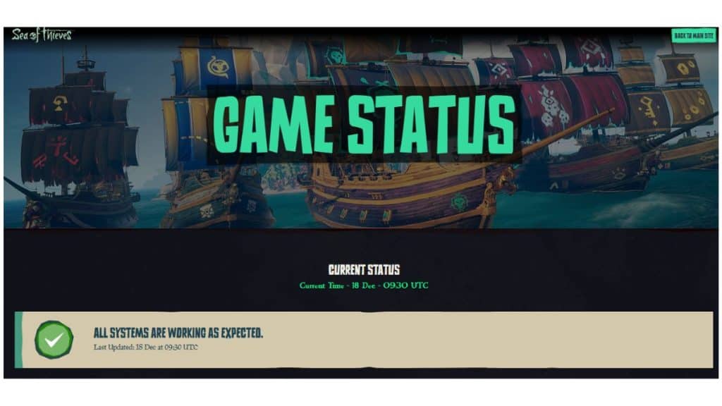 1. Check Sea of Thieves Server Status