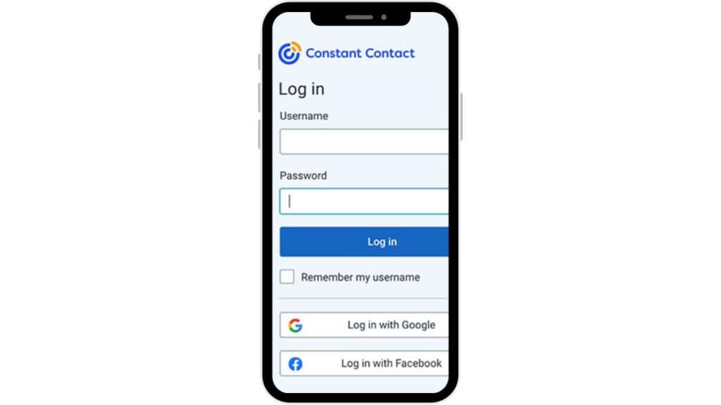 Logging into Constant Contact on Mobile