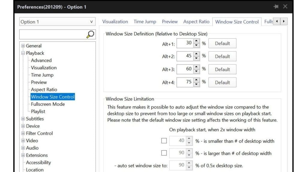 Adjust PotPlayer Window Settings